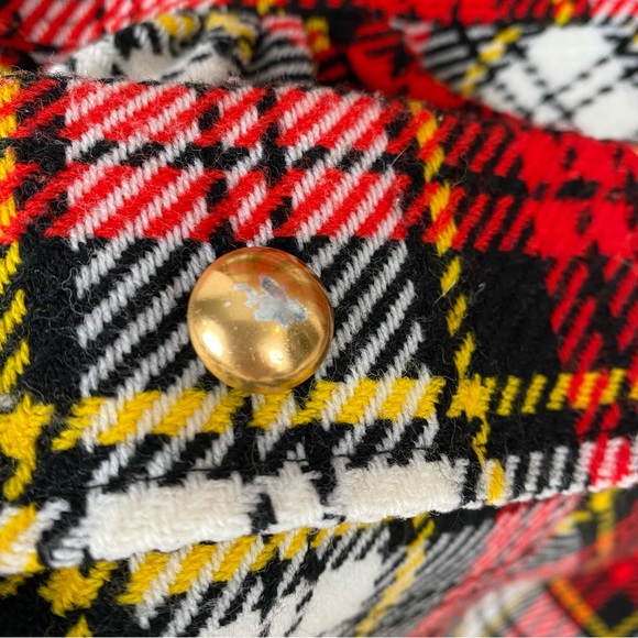 Vintage 70s Plaid Mini Dress Made in Japan Size 12 Red Tartan Mod - Picture 5 of 13